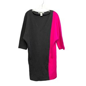 Diane Von Furstenberg Colorblock‎ Wool Pencil Mini Dress Size 8 Pink Grey V-Neck